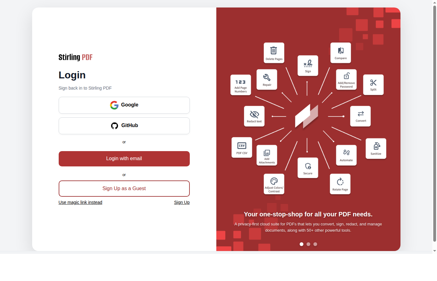 Stirling PDF self-hosted platform